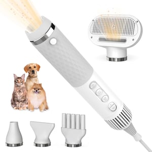 KUUBIA 5 az 1-ben Kisállat Hajszárító 900W - Kutyáknak és Macskáknak, Negatív Ion Technológiával, Hőmérséklet Szabályozással, 4 Fejjel, Mind