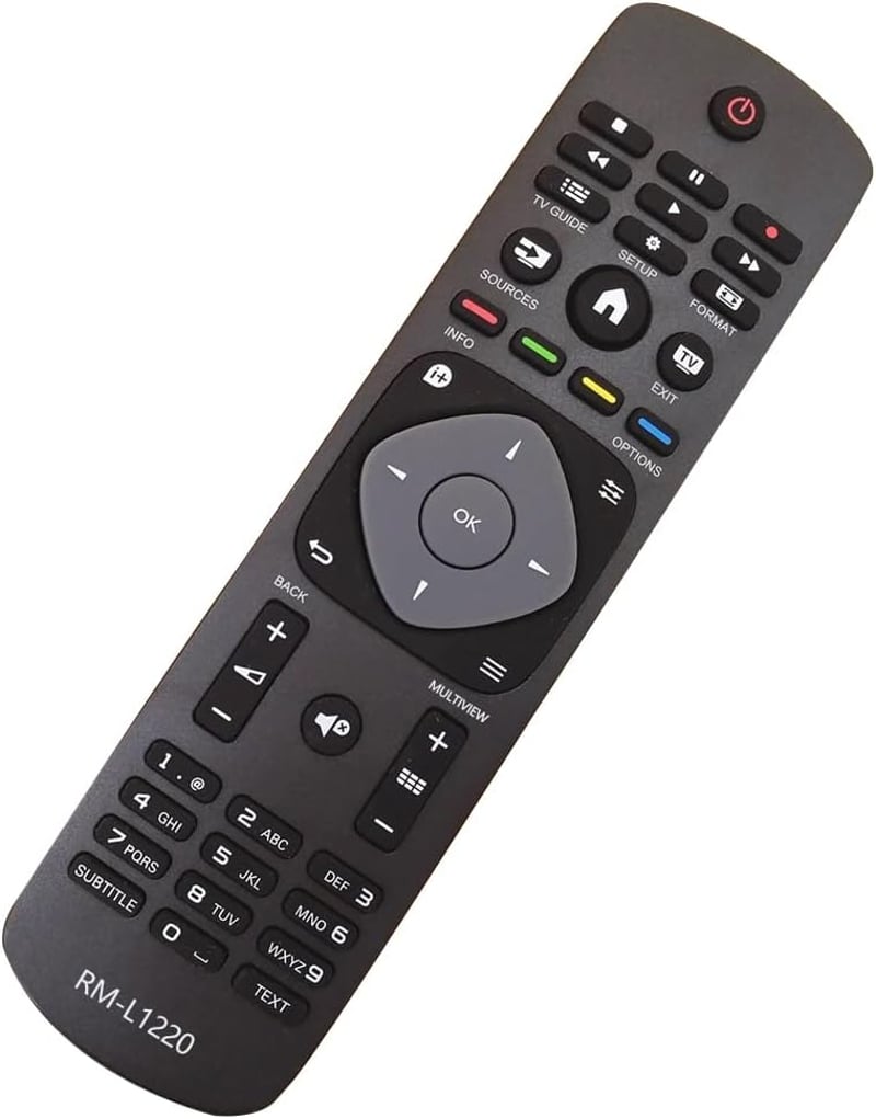 FOXRMT Univerzális Távirányító Philips TV-hez - Kompatibilis Minden 4K, UHD, HDR, Smart TV Modellel - Egyszerű Használat 10m Hatótávval