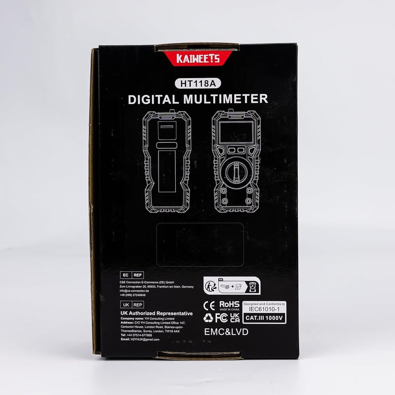 Kaiweets digitális multiméter LED-es csatlakozókkal, True RMS 6000-es automata mérőműszer villanyszerelőknek