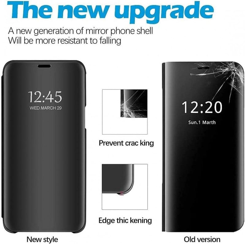 iPhone 13/14 Ütésálló Fekete Szilikon Tok Tükrös Üvegfóliával és Kitámasztóval