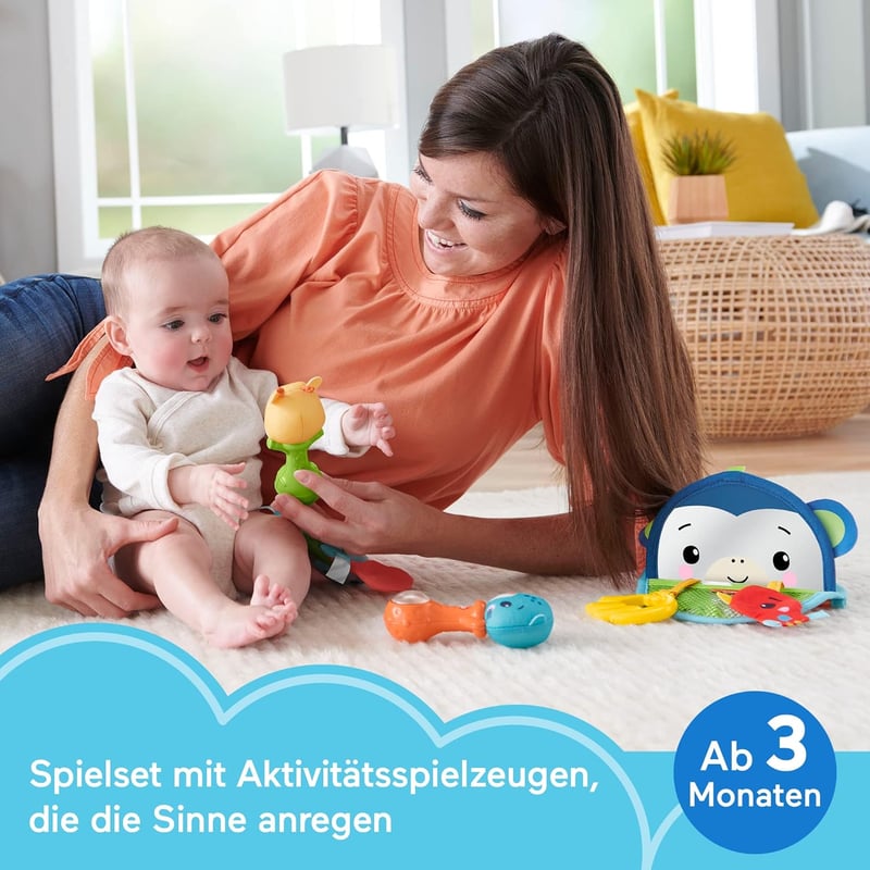 Fisher-Price Érzékfejlesztő Ajándékszett Babáknak - Készségfejlesztő Játékkészlet Állatfigurákkal 3-18 Hónapos Kortól