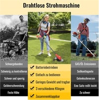 Conentool 1000W Akkus Fűkasza Szegélynyíró 24V Kefe Nélküli Motorral, 2db 4000mAh Akkumulátorral, 3 Vágópengével, 30cm Vágásszélességgel, Pi 4