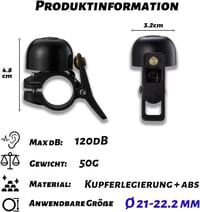 Arkim Retro Fekete Kerékpárcsengő 120 dB - Újracsomagolt 4