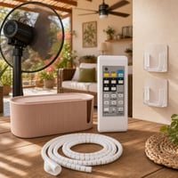 Ventilátorvezérlő mentőcsomag: univerzális távirányító + 2 m kábelrendező + kábel tárolódoboz + 2 db fali 1