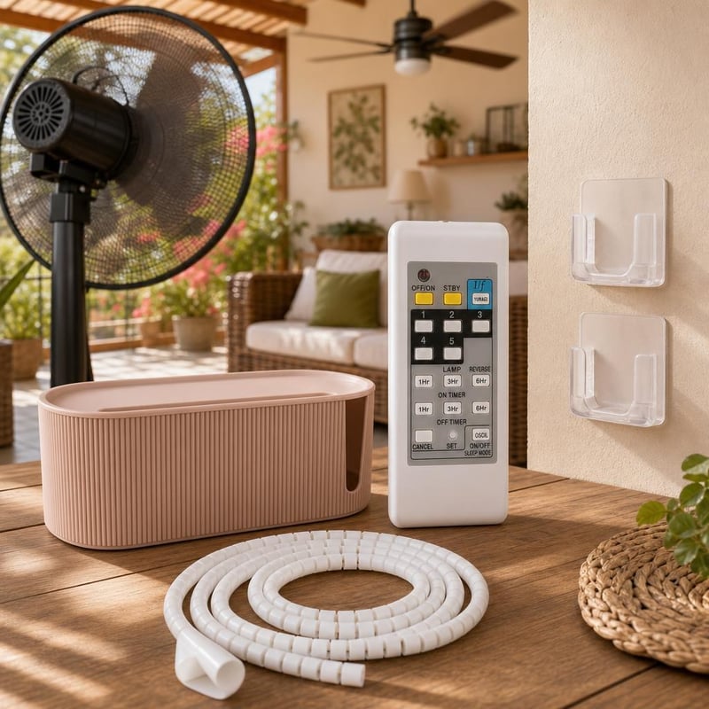 Ventilátorvezérlő mentőcsomag: univerzális távirányító + 2 m kábelrendező + kábel tárolódoboz + 2 db fali