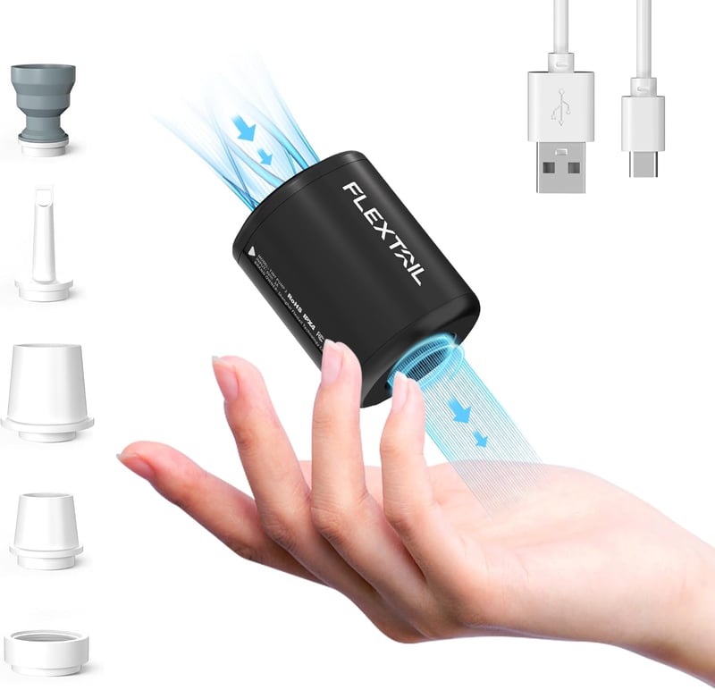 FLEXTAILGEAR Tiny Pump 2.0 - Ultrakönnyű USB-C Elektromos Pumpa Matracokhoz, Túrázáshoz