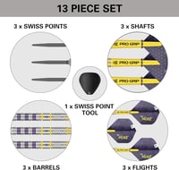 Target Luke Littler "The Nuke" 90% volfrám nyilas darts készlet, 22g, Swiss Point rendszerrel 6