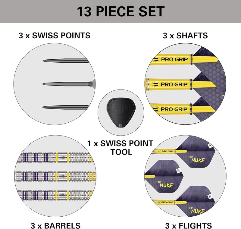 Target Luke Littler "The Nuke" 90% volfrám nyilas darts készlet, 22g, Swiss Point rendszerrel