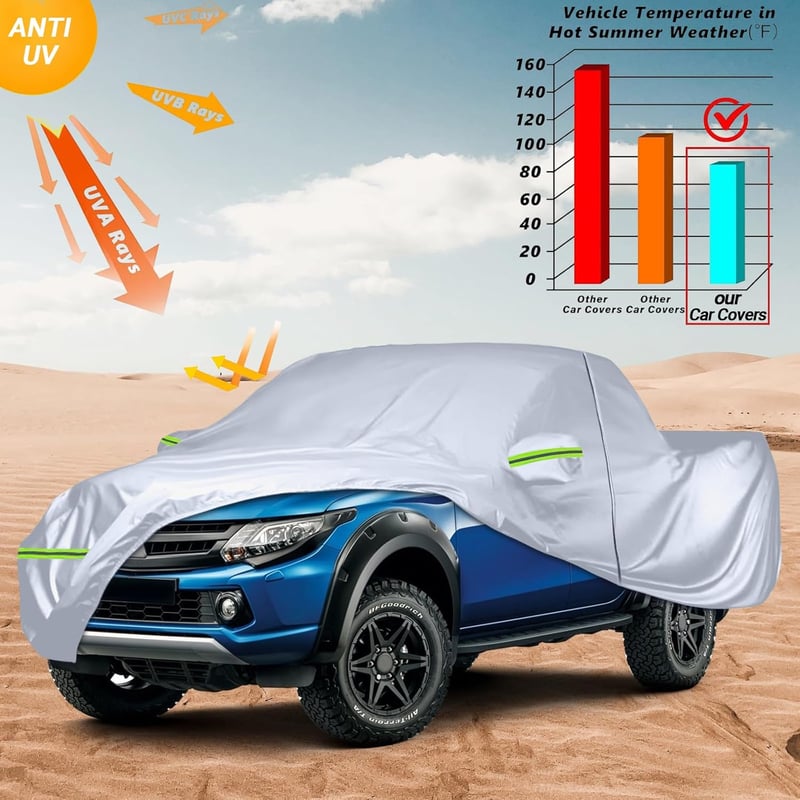 JUDANNA Vízálló Autótakaró Ponyva Ford Ranger Toyota Hilux Nissan Navara VW Amarok Pickupokhoz - Nyári UV, Eső és Porvédelem, Ezüst