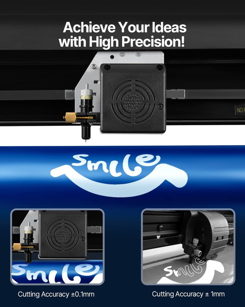 VEVOR Vinyl Vágógép 720mm Adagolási Szélességgel, 800mm/s Sebességű Fóliavágó Plotter, 3mm Vágási Vastagság, Signcut & Signmaster Szoftverre