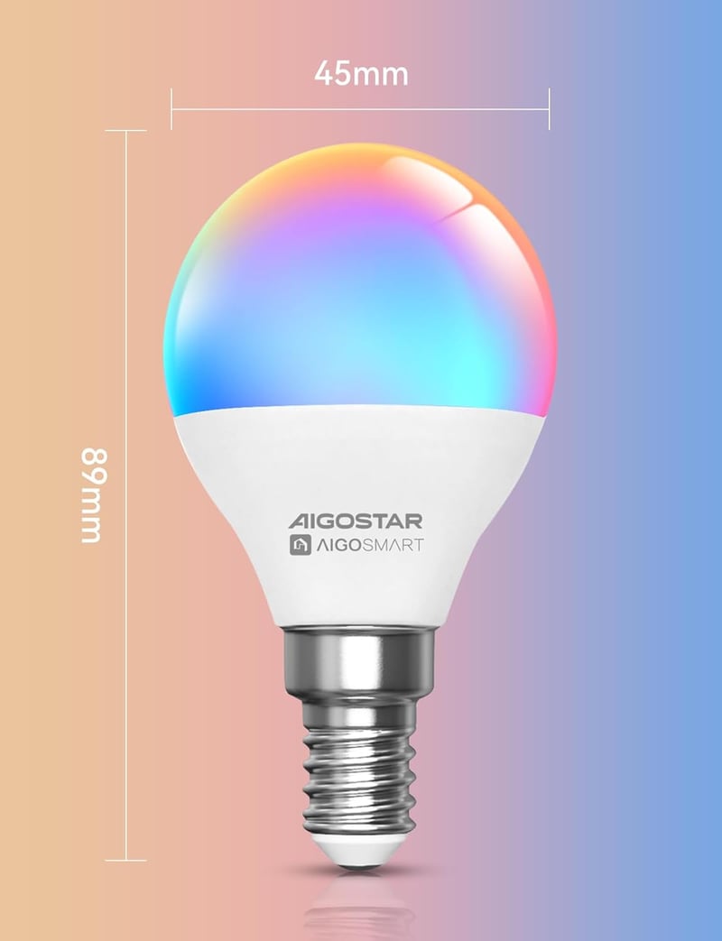 Aigostar E14 Mesh okos izzó Alexa-kompatibilis RGB LED 4db távirányítóval - 6.5w 4 Stück, G45 E14