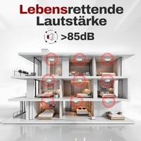 ALPENLUFT 3 db Füstérzékelő 10 Éves élettartammal- Lapos Tűzjelző Készlet Hálószobákba, LED Villogás Nélkül, Fúrás Nélküli Telepítés 3