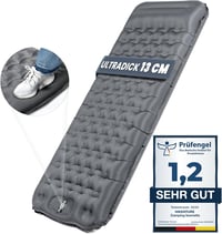 HIKENTURE Önfelfújó Kempingmatrac 13 cm Vastag, Párnával és Lábpumpával - Ultrakönnyű Túramatrac Kempingezéshez, Kiránduláshoz, 300 kg Teher 1