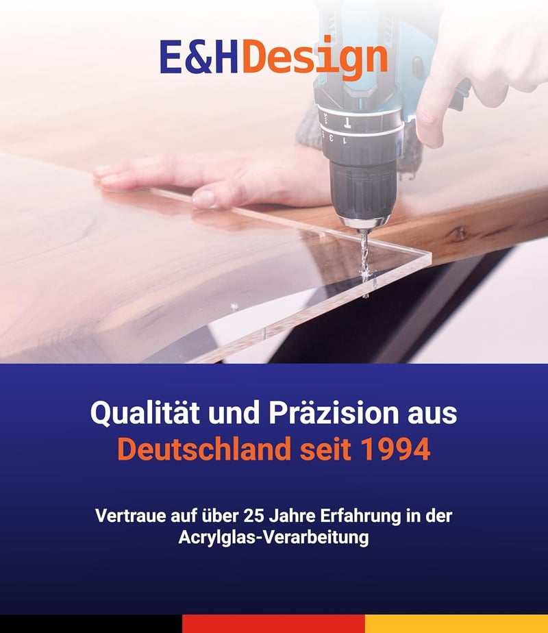 EH Design GmbH Akril Plexi Üveglap 30x30 cm - UV Védelemmel, Törésálló, Átlátszó, 2 mm Vastag, Dekorációhoz és Kijelzőkhöz