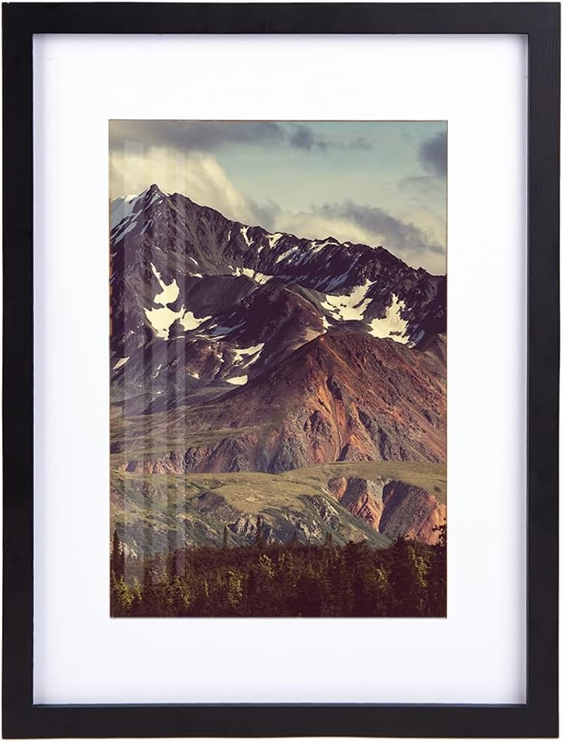 Joyshare Képkeret 30x40 cm - Fekete Fa Keret Akrilüveggel, Paszpartúval, Kétirányú Felfüggesztéssel, Gyerekbiztos, Fotókhoz, Poszterekhez, O