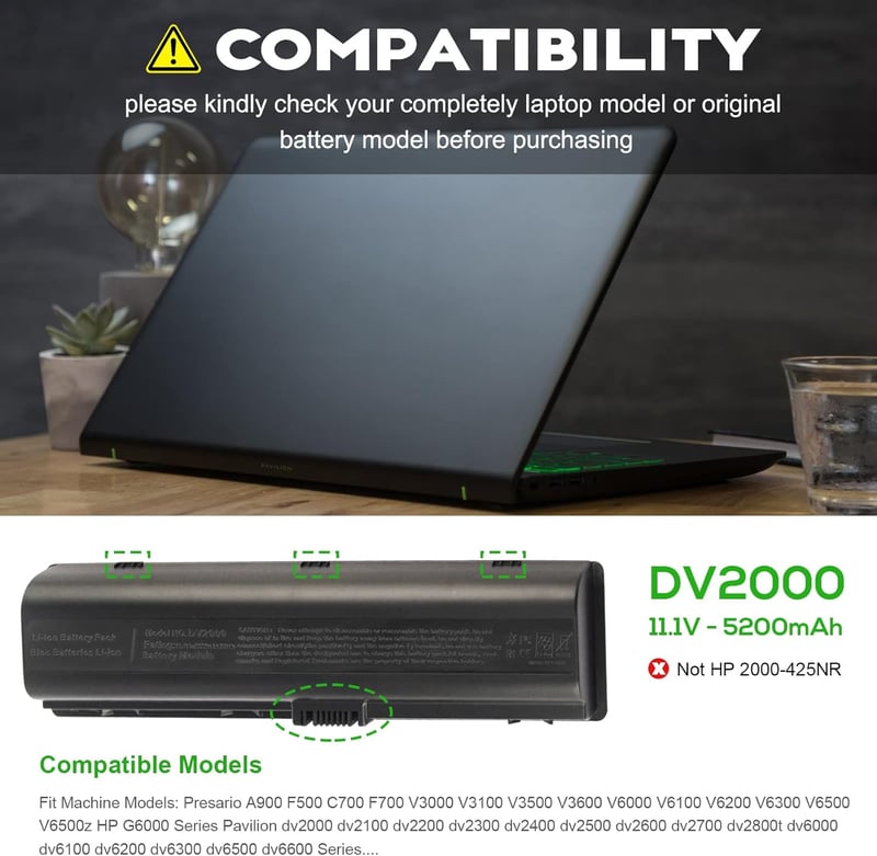 HP Pavilion és Presario laptopokhoz való ASUNCELL akkumulátor - DV2000, DV6000, A900, C700, F500, V3000 sorozatokhoz