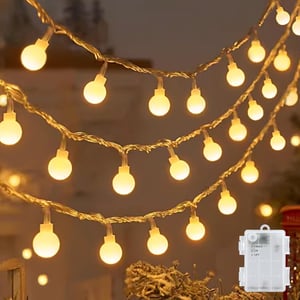 cshare LED Guľová svetelná reťaz 6m 40 LED - Batériová, časovateľná, IP65 vodeodolná dekorácia do záhrady, kempingu, na Vianoce, do interiéru a exteriéru, teplá