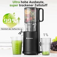 AOBOSI Slow Juicer 126 mm Extra Széles Adagolónyílással - Egész Gyümölcsök Préselésére, Erőteljes Motorral, Hármas Szűrőrendszerrel, Fekete 5