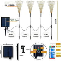 Dekofun Napelemes Kerti Lámpa Szett - 4db 120 LED Pitypang Fényeffekt, 8 Üzemmód, Távirányítóval, Vízálló Kültéri Világítás Erkélyre, Terasz 3
