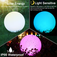 Aimosen RGB LED 30 cm Napelemes Kerti Gömblámpa - IP66 Vízálló, 16 Színű, Távirányítós, 1200 mAh Type-C Tölthető Kültéri Világítás Pázsitra, 2