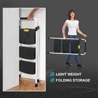 HBTower Összecsukható 3 Lépcsős Létra, Gumírozott Fogantyúval, Csúszásgátló Kialakítással, 150 kg Teherbírással, Otthoni és Irodai Használat 7