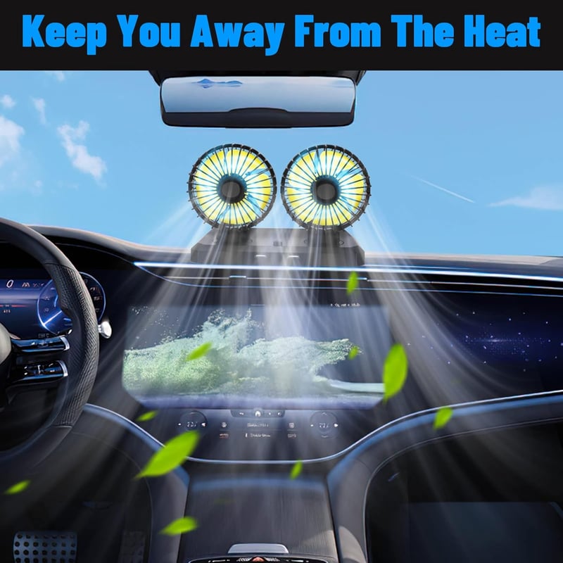 Coikes 12V-os dupla autós ventilátor, 360°-ban forgatható, 2 sebességes