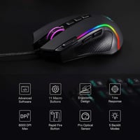 Redragon M612 Predator RGB gamer egér, 8000 DPI, 11 programozható gomb 3