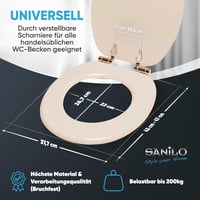Sanilo Fa WC Ülőke Ovális Bézs Színben, Prémium Minőségű Lassú Záródású Mechanizmussal, Modern Stílusú Toalett Tető 4
