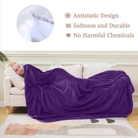 HOZY Lila Puha Plüss Takaró 150x200cm - Meleg Fleece Ágytakaró és Kanapévédő 3