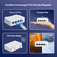 YuanLey 4 portos PoE hosszabbító, 3 PoE kimenettel, 100Mbps, fali és DIN-sínes rögzítés 5