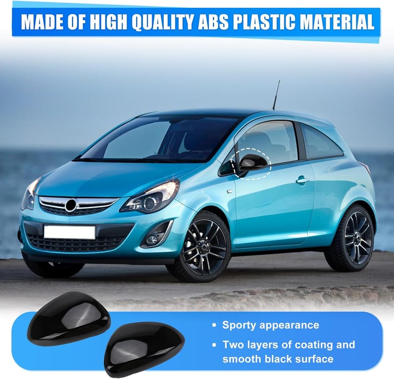 Opel Corsa D/E fehér fényes tükörborítás, 2006-2019 modellekhez