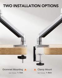 ErGear Monitortartó Kar 13-32" Képernyőkhöz - Gázrugós, 8kg Teherbírású, Dönthető, Forgatható, Ergonomikus VESA 75/100 Állvány, Ezüst 6