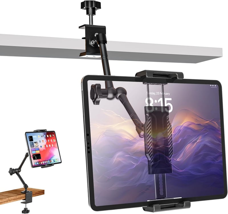 woleyi Asztali Tablet Tartó - Állítható Fém Karral, Asztalra és Szekrényre Szerelhető, 6-14,6 Colos Készülékekhez, iPad, Galaxy Tab, Switch