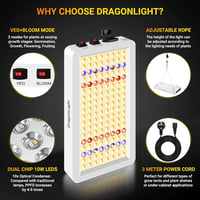 DragonLight BW2000 Növénylámpa LED Teljes Spektrumú UV-IR Fénnyel, Dupla Chip Technológiával, 3 Méteres Kábellel Üvegházi és Szobanövényekhe 5