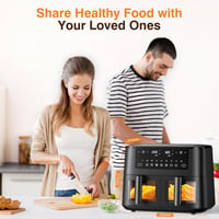 Cookwise 9L Dupla Fiókos Forrólevegős Sütő - 9-in-1 Főzési Mód, Betekintő Ablak, Érintőképernyő, Olajmentes Egészséges Sütés, Időzítő, 2570W 7
