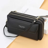 Yixuan női crossbody táska kék PU bőr dupla cipzárral és kártyatartóval 6