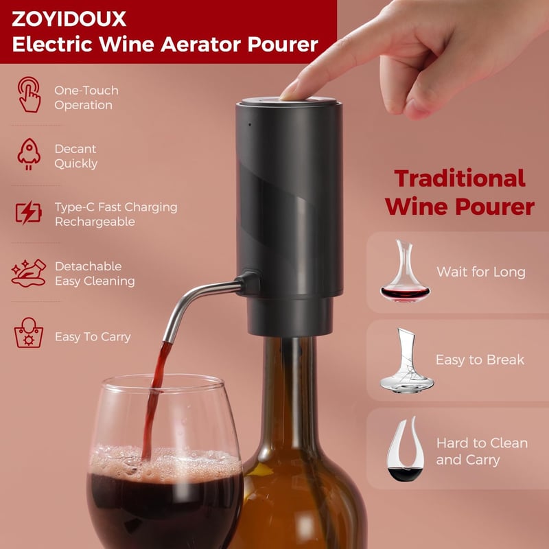 ZOYIDOUX USB-s Elektromos Borpumpa Zárható Dugóval - Ajándék Borkedvelőknek