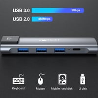 VEMONT 5-in-1 USB-C Hub Ethernet 1000Mbps, 3x USB 3.0, 100W Power Delivery 6