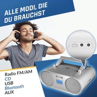 KLIM Boombox B4 Hordozható CD Lejátszó AM/FM Rádióval, Bluetooth, USB, MP3 Funkcióval, Újratölthető Akkumulátorral, Távirányítóval és Digitá 3
