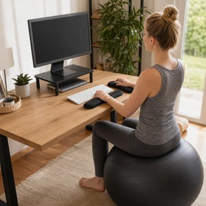 Pachet Ergonomic Birou: minge fitness + suport încheietură cu gel + suport monitor reglabil