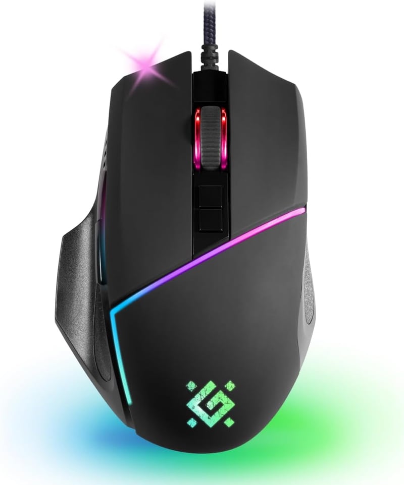 Defender Warframe GM-880L ergonomikus gamer egér, 12800 DPI, RGB, programozható gombok
