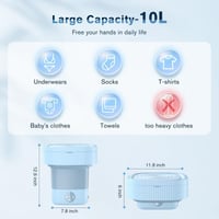Bubbacare Összehajtható Mini Mosógép 10L - Hordozható Kompakt Mosóeszköz Fehérneműhöz, Bébi Ruhákhoz - Energiatakarékos Érintőképernyős Kemp 3