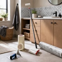 Set za renovaciju kupaonice: naljepnice za pločice + valjak + 16x traka + kutna gletarica 1