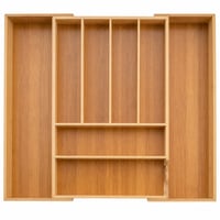 Alpina rozťahovateľný bambusový organizér na príbory do zásuvky 46x34-56,5x6 cm, 6-8 priehradok — Na výsuvnej časti bez poškodenia (stav: pozri 2. obrázok) 1