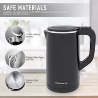 COOKTRON Rozsdamentes Acél Vízforraló 1,7L - Ultracsendes 30dB, Dupla Falú, Gyors Melegítés, BPA-mentes, Hideg Tapintású, Fekete 4