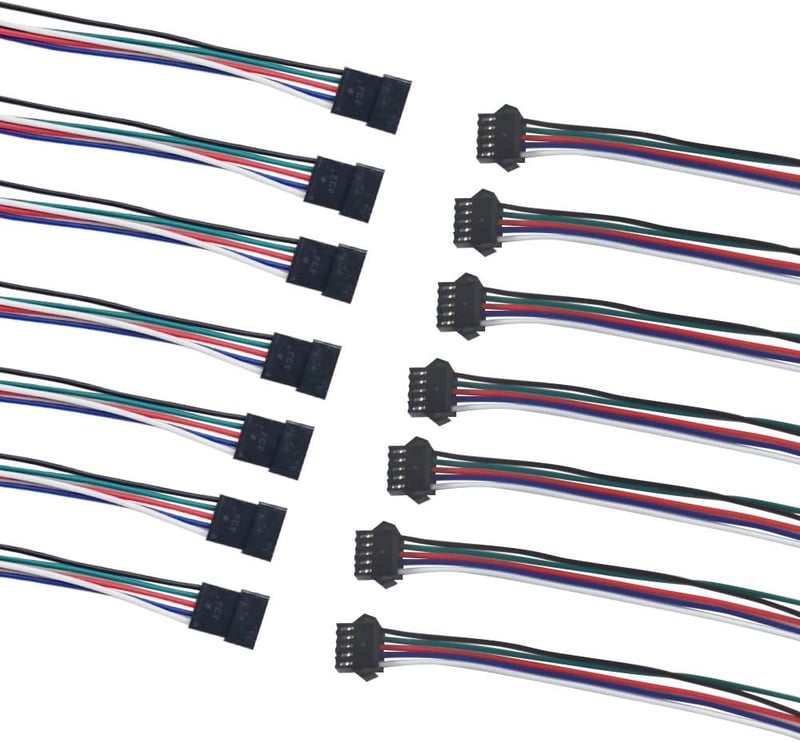 YIXISI 20 Páros JST SM 5PIN Csatlakozó Adapter Szett - LED Világításhoz, EL Vezetékekhez, 15cm Réz Kábellel, 2,54mm Osztással
