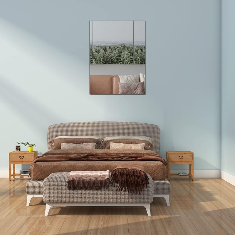 TSKDKIT Öntapadós Falitükör 40x30 cm - HD Minőségű Keret Nélküli Üvegtükör Fürdőszobába, Nappaliba, Öltözőbe és Vendég WC-be