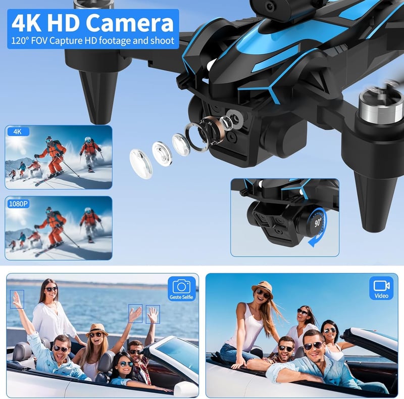 Aenxwa E88 Mini Drón 4K HD Kamerával - Kefe Nélküli Motorral, WiFi FPV, 120° Látószög, Optikai Pozícionálás, Akadályérzékelés, 2 Akkumulátor