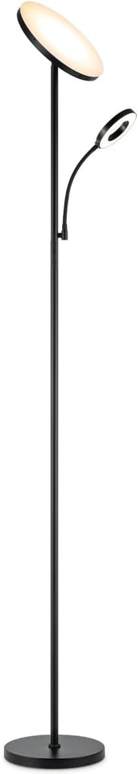 Home Sweet Home Modern LED Állólámpa Olvasólámpával - Fekete, Érintésvezérelt, Állítható Fényerő 2700K-6500K, 42W, 3636lm, 175cm Magas 8