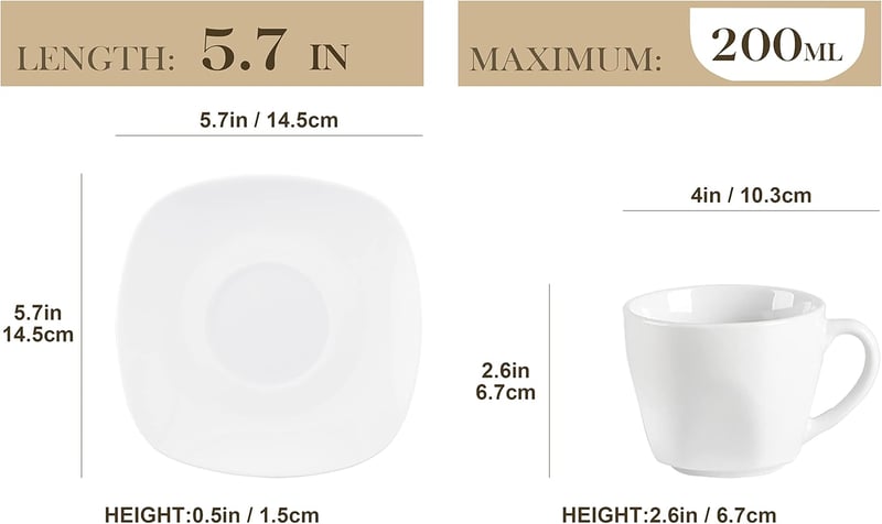 MALACASA Elisa 12 részes krémfehér porcelán kávéskészlet 6 személyre